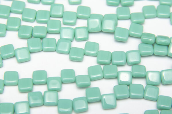 Opaque Turquoise 2-Hole 6mm Tile Beads